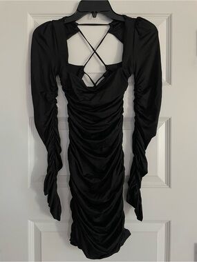Oh Polly | Dresses | Oh Polly Chelsea Embellished Wrap Over Aline Mini Dress  In Black | Poshmark